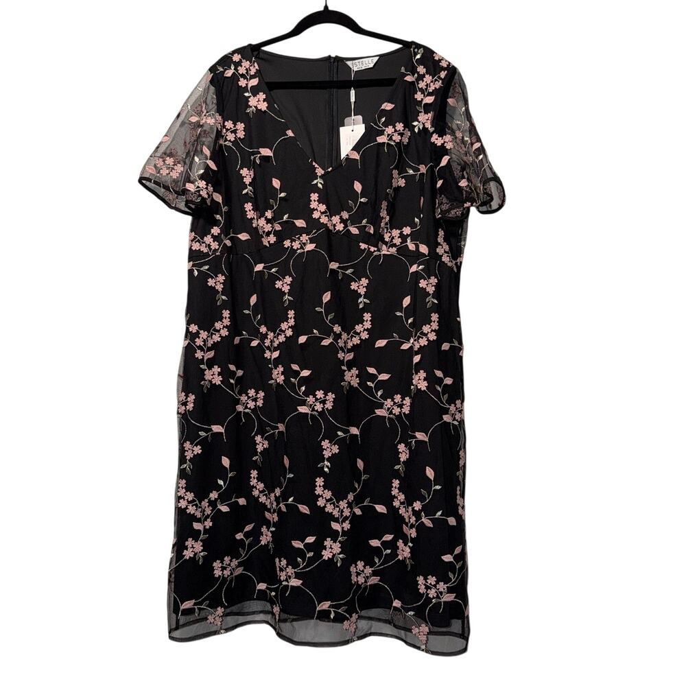 Estelle Dolce Embroidered Mesh Shift Dress - Size 3X / 20